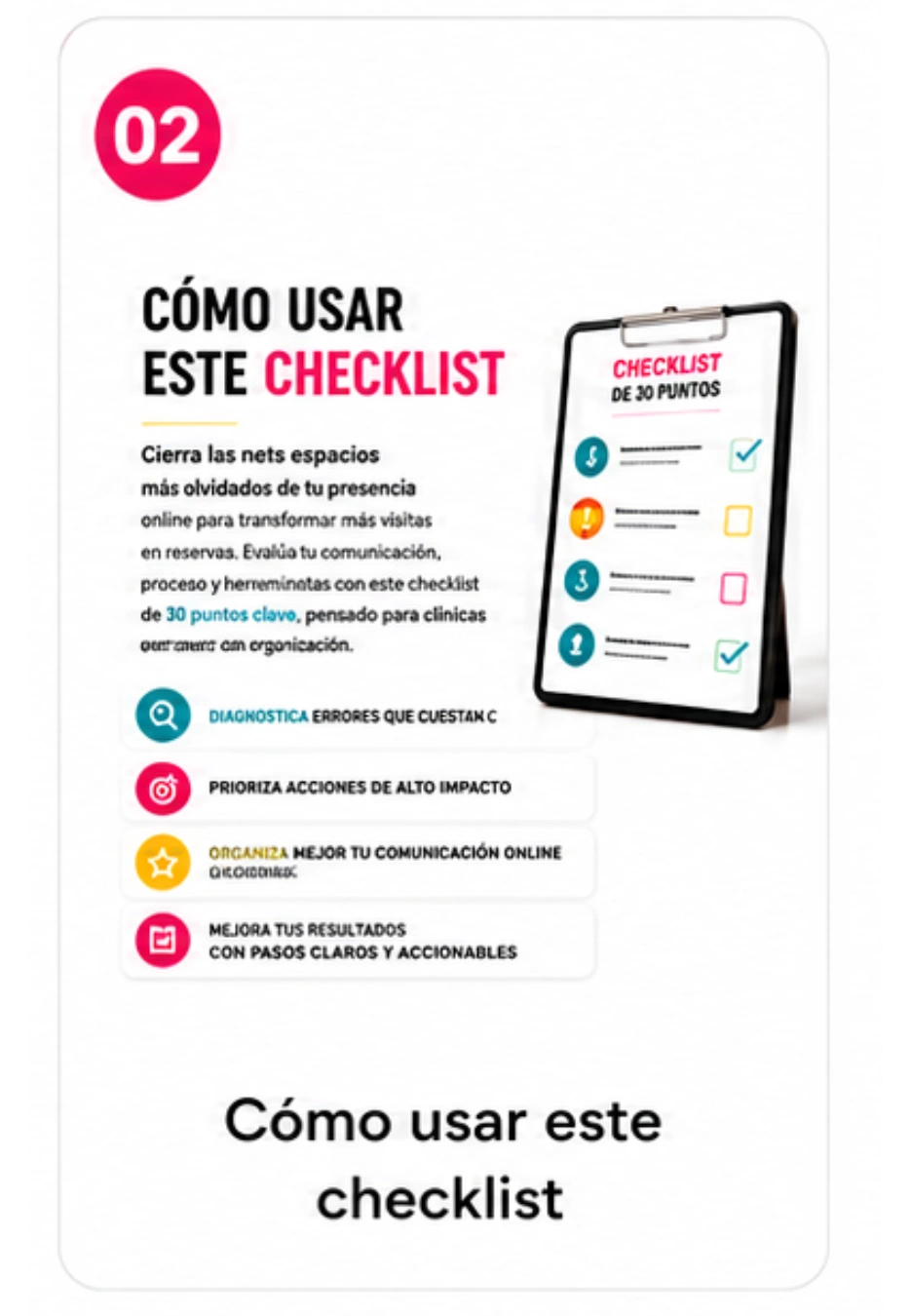 Landing Checklist para clinicas 3 Checkist que incluye 2